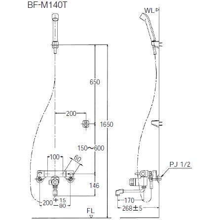 定量になるときちんと止水。お湯はりラクラク。LIXIL・INAX　定量止水付サーモスタット付シャワー混合栓　BF-M140TSD