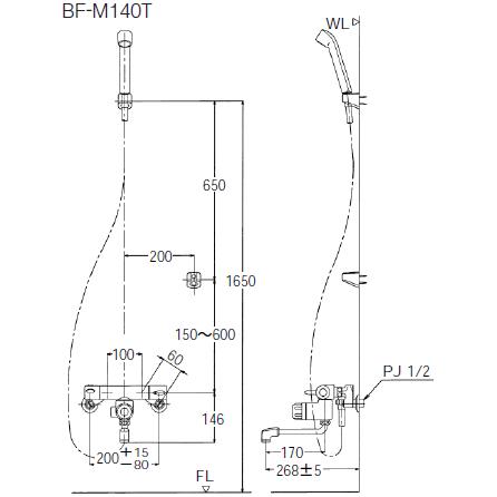 LIXIL LIXIL・INAX 定量止水付シャワー バス水栓 BF-M140TSD LIXIL LIXIL・INAX 定量止水付シャワー バス水栓 BF-M140TSD