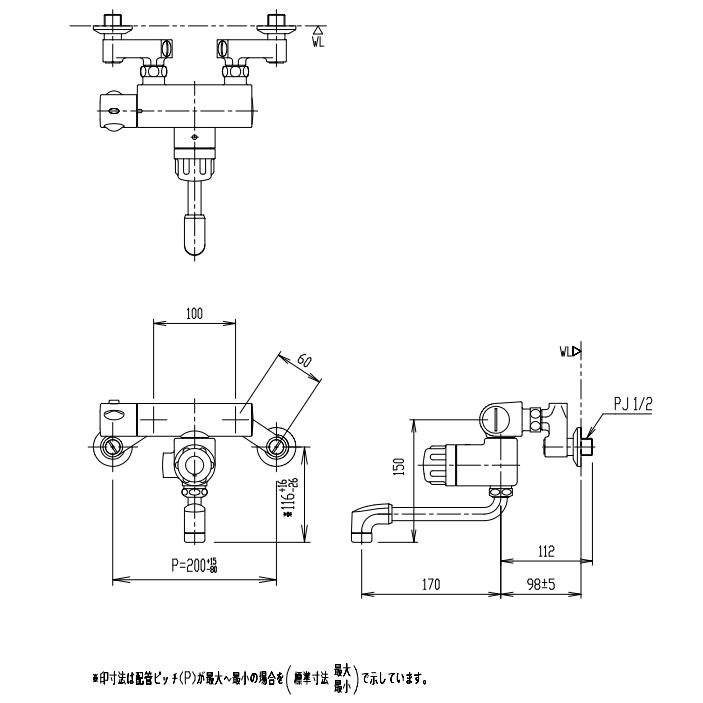 LIXIL 定量止水付きサーモスタットバス水栓 INAX BF-M340T LIXIL 定量止水付きサーモスタットバス水栓 INAX BF-M340T