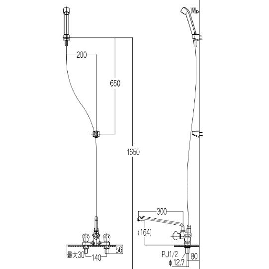 INAX BF-M607-GA LIXIL・INAX 2ハンドルシャワーバス水栓 INAX BF-M607-GA LIXIL・INAX 2ハンドルシャワーバス水栓