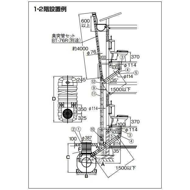 LIXIL・INAX（リクシル・イナックス）　簡易水洗便器用便槽　横形　970リットル　（1・2階用）　BT-1000SRF｜suisuimart｜04