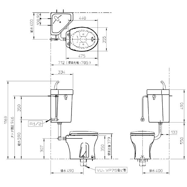 TOTO 省スペーストイレ・店舗などに。TOTO 隅付形便器 CS140+ TOTO 省スペーストイレ・店舗などに。TOTO 隅付形便器 CS140+