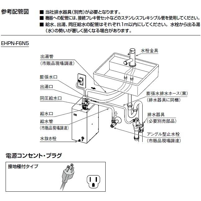 LIXIL（リクシル）　小型電気温水器　ゆプラス　手洗洗面用　コ ンパクトタイプ　容量6リットル EHPN-F6N5｜suisuimart｜03