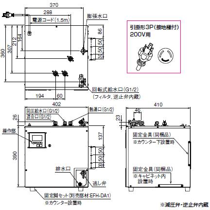 LIXIL・INAX 電気温水器 ゆプラス 25リットル 飲料・洗い物用 200V