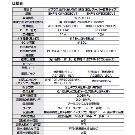 LIXIL　リクシル　電気温水器　ゆプラス　飲料・洗い場用　壁掛　30リットル　専用混合水栓・排水パイプ付　EHPN-KWA30ECV1-S　送料無料｜suisuimart｜06