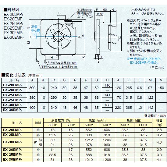 三菱　台所用換気扇　メタルタイプ　電気式シャッター　引きひもなし　30cm羽根　EX-30EMP7　送料無料｜suisuimart｜02