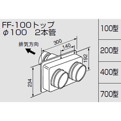 ノーリツ　給排気トップ　FF-100トップ　φ100　2本管｜suisuimart