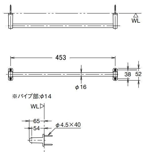 LIXIL（リクシル） KF-11S タオル掛 スタンダードタイプ 長さ472ミリ