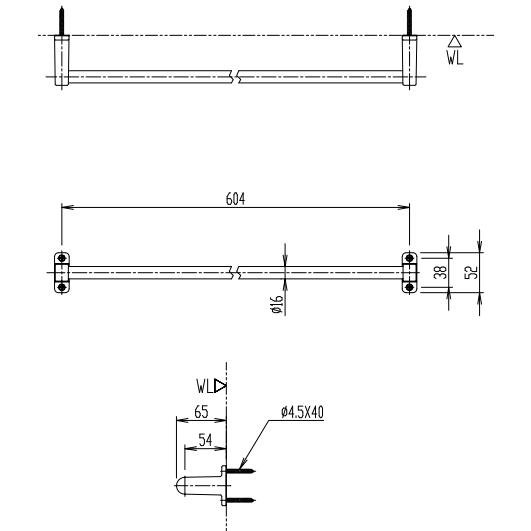 LIXIL（リクシル） タオル掛け スタンダードタイプ KF-12S 長さ623ミリ