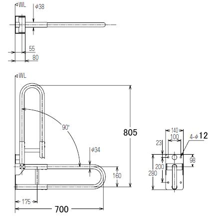 INAX 狭小トイレスペースでもしっかりサポート はね上げ式手すり INAX 狭小トイレスペースでもしっかりサポート はね上げ式手すり