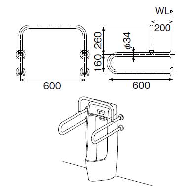 LIXIL 【スイスイマート】 ステンレス製小便器用手すり 樹脂被覆 LIXIL 【スイスイマート】 ステンレス製小便器用手すり 樹脂被覆