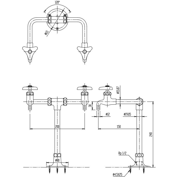 LIXIL・INAX(リクシル・イナックス)　二ツ口化学水栓　LF-102_1