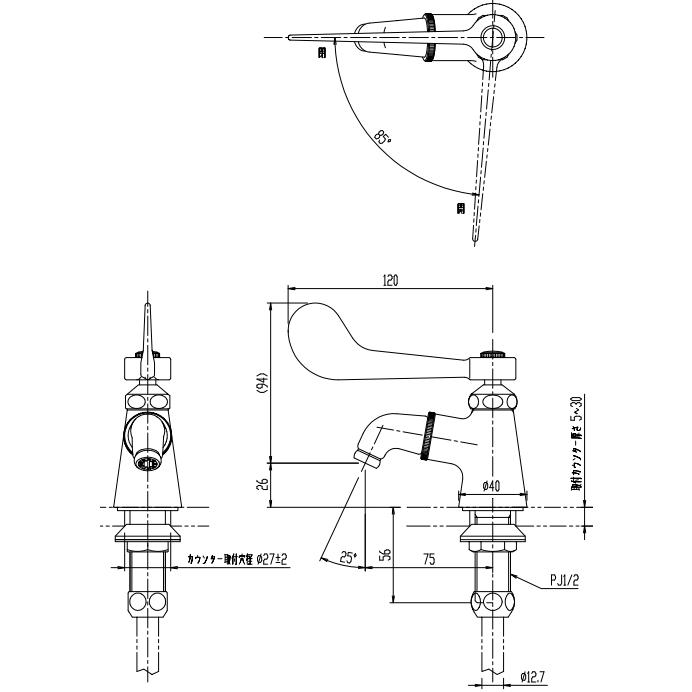 LIXIL・INAX（リクシル・イナックス）　レバー式吐水口回転式立水栓　LF-1RZ｜suisuimart｜02