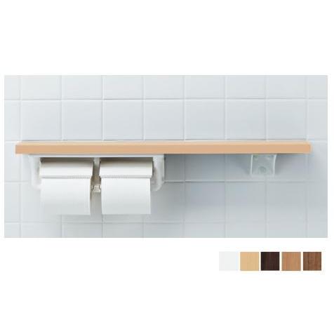 おトイレをプチリフォーム 木製棚手すり 2連ペーパーホルダー付