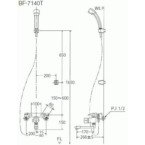 便利な定量止水付シャワー水栓リクシル・イナックス製BF-7140TSD 便利な定量止水付シャワー水栓リクシル・イナックス製BF-7140TSD