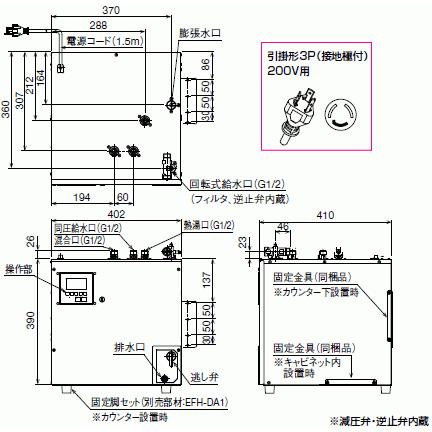 LIXIL・INAX 電気温水器 ゆプラス 飲料・洗い物用 25リットル 単相200V