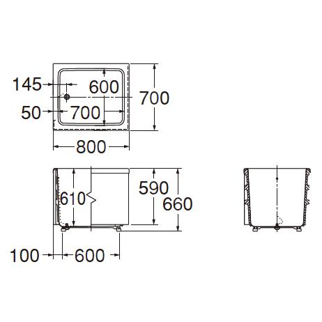 LIXIL・INAX　FRP製据置浴槽　ポ　PB-802BL　プ　2方全エプロン　L11　リエック　800サイズ　和風タイ