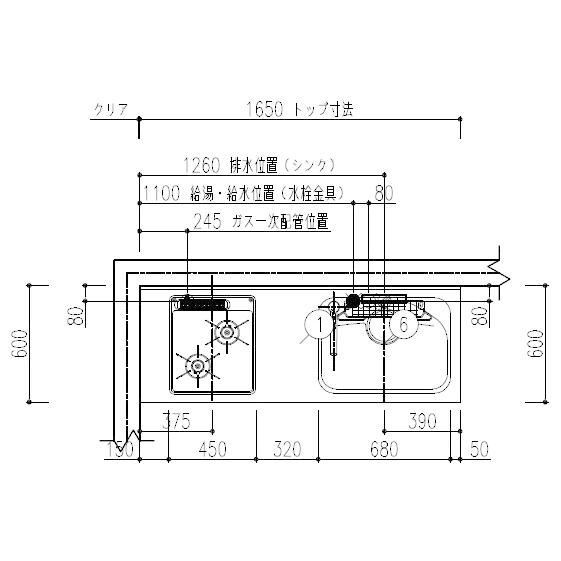 シエラ リクシル システムキッチン シエラS 間口165cm 奥行60cm シエラ リクシル システムキッチン シエラS 間口165cm 奥行60cm