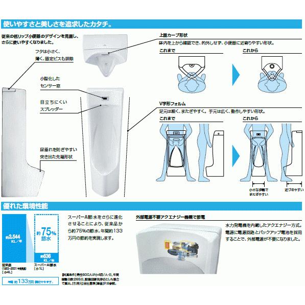 LIXIL 流し忘れのないセンサー一体形ストール小便器 電源不要 LIXIL 流し忘れのないセンサー一体形ストール小便器 電源不要