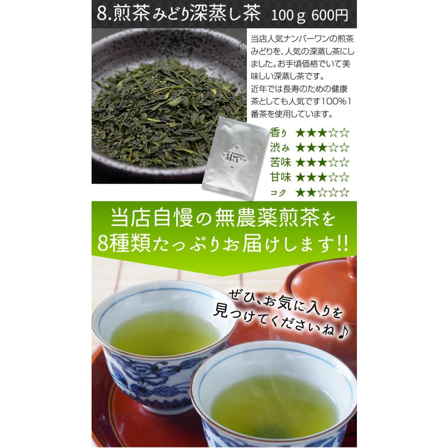 オーガニック 無農薬煎茶8種類×10g お試しセット メール便送料無料
