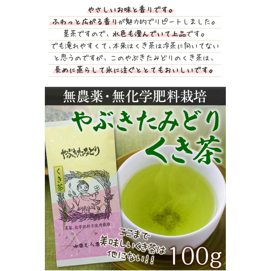 オーガニック くき茶（やぶきたみどり袋）100g 国産無農薬茶 無添加