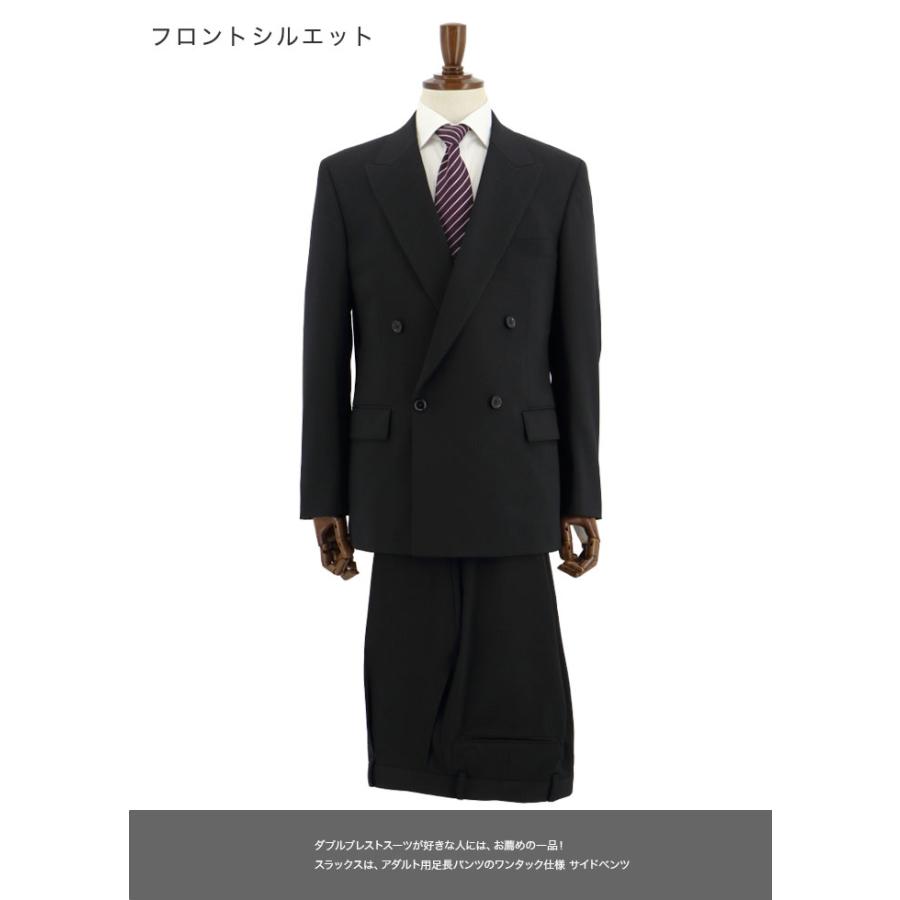メンズ ダブルスーツ ビジネス 黒 シャドー ストライプ 4x1ボタン