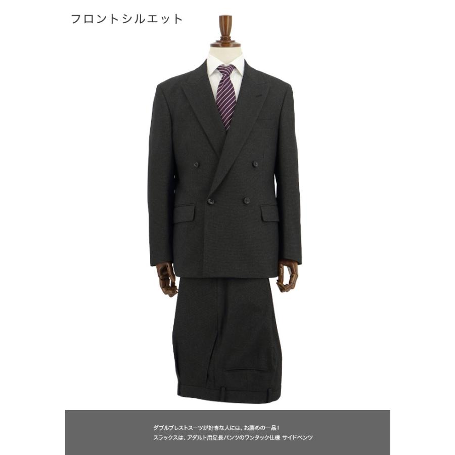 メンズ ダブルスーツ ビジネス チャコール 無地柄 ピンチェック 4x1