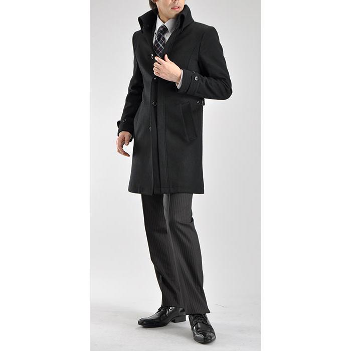 コート メンズ アウター ビジネス ステンカラー ウール メルトン ツイード 襟高 スリム おしゃれ 通勤 スーツコート｜suit-style｜25