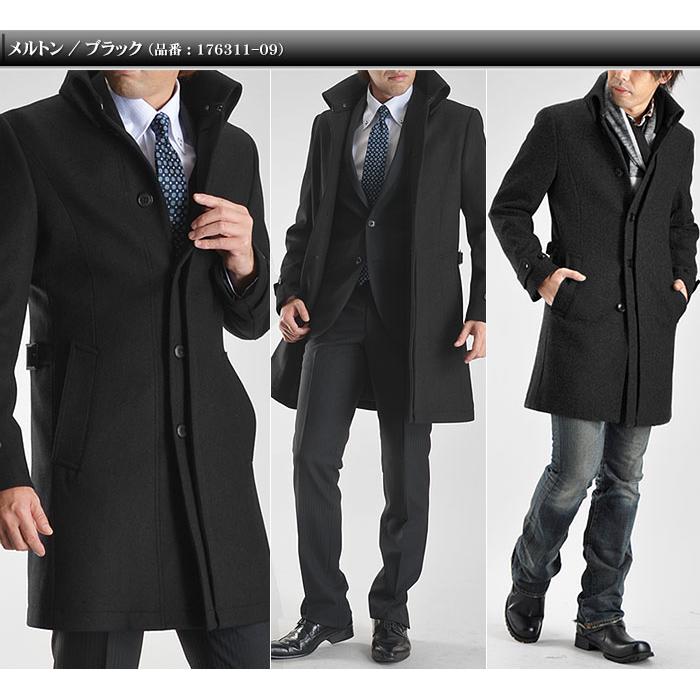 コート メンズ アウター ビジネス ステンカラー ウール メルトン ツイード 襟高 スリム おしゃれ 通勤 スーツコート｜suit-style｜19