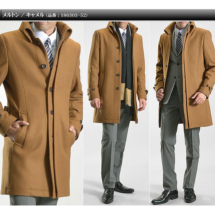 コート メンズ アウター ビジネス ステンカラー ウール メルトン ツイード 襟高 スリム おしゃれ 通勤 スーツコート｜suit-style｜20