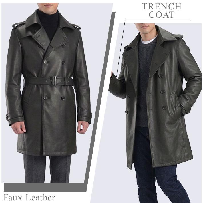 スーツスタイルMARUTOMI コート メンズ フェイクレザーコート アウター