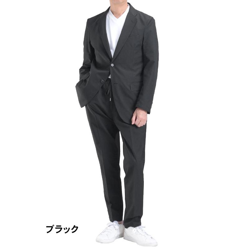 即日出荷 セットアップ 裾上げ済 春夏 カジュアルスーツ 涼しい ストレッチ 通気性 速乾性 軽量 洗える ドットクールメッシュ 秋 ジャケット パンツ ジャケパンの画像