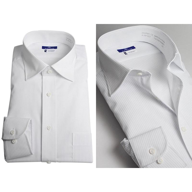 メンズビジネスシャツ 長袖 形態安定加工ワイシャツ 形状安定 ドレスシャツ Yシャツ 白 ワイド｜suit-style｜13