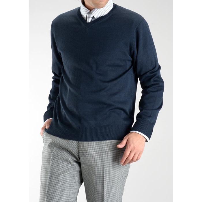 スーツスタイルMARUTOMI 即日出荷 セーター メンズ ニットVネック 天竺