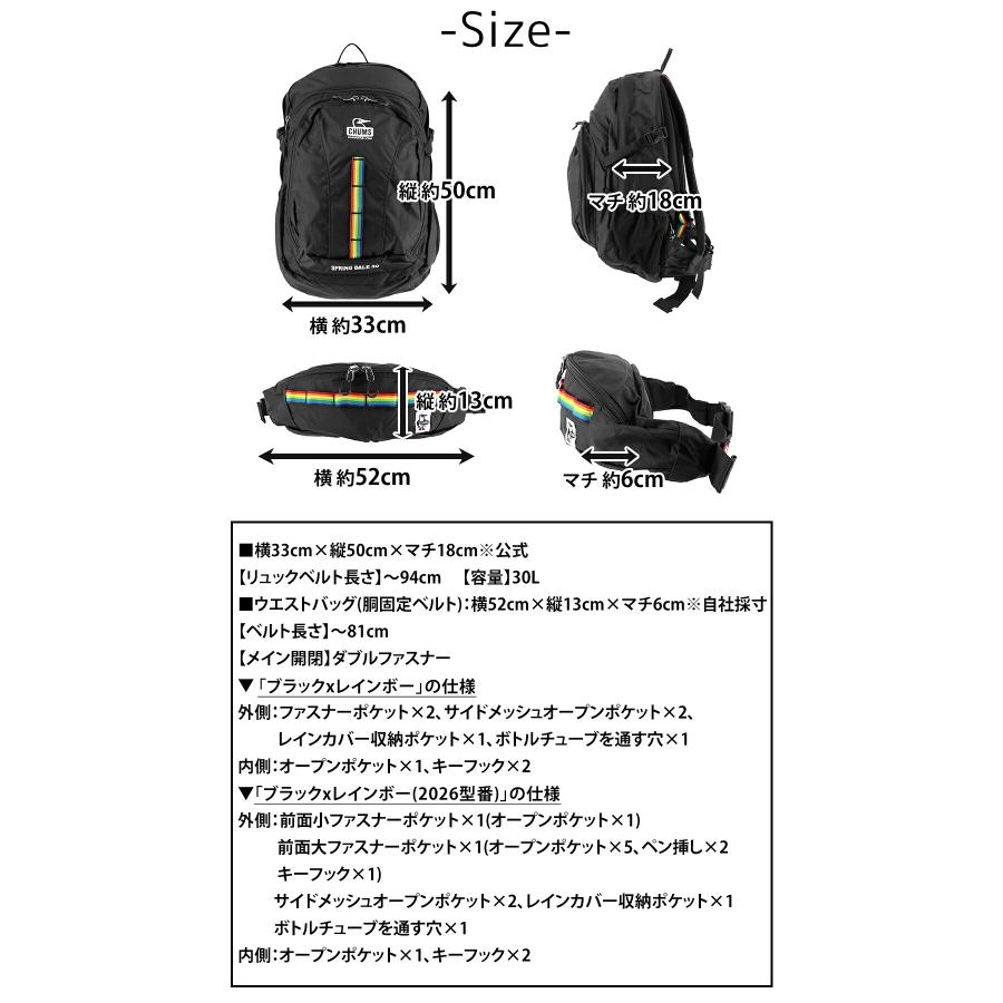 最大P+16% チャムス バッグ リュック バックパック ザックパック 登山 CHUMS スプリングデール30 30L B4 A4 CH60-3998 CH60-4097 メンズ レディースの画像