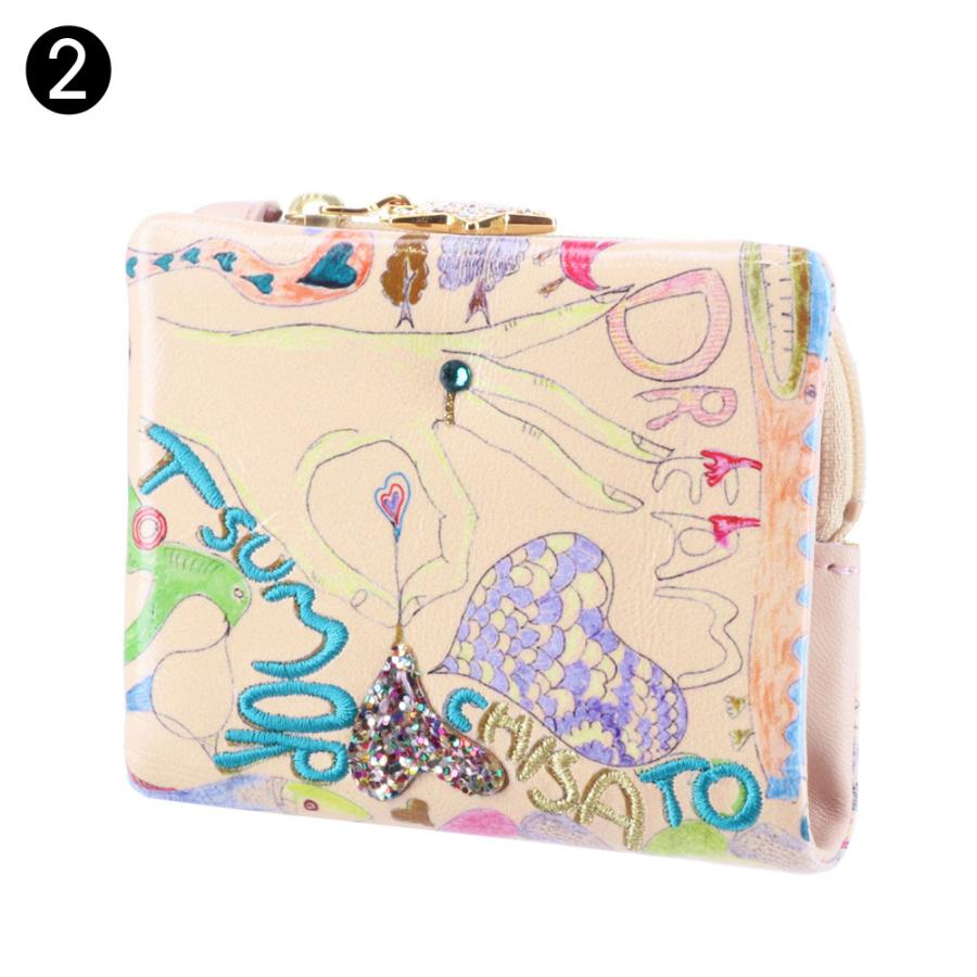 ツモリチサト  二つ折り財布 折財布 レディース おしゃれ 財布 ハッピースタッフ tsumori chisato 57526 日本製 サイフ 女性 人気 ブランド かわいい 小銭入れあり 本革 女子 主婦 義母 ママ お母さん P10倍 送料無料 一粒万倍日 TSUMORI CHISATO（ツモリチサト） 最大P+16% 二つ折り財布 折財布