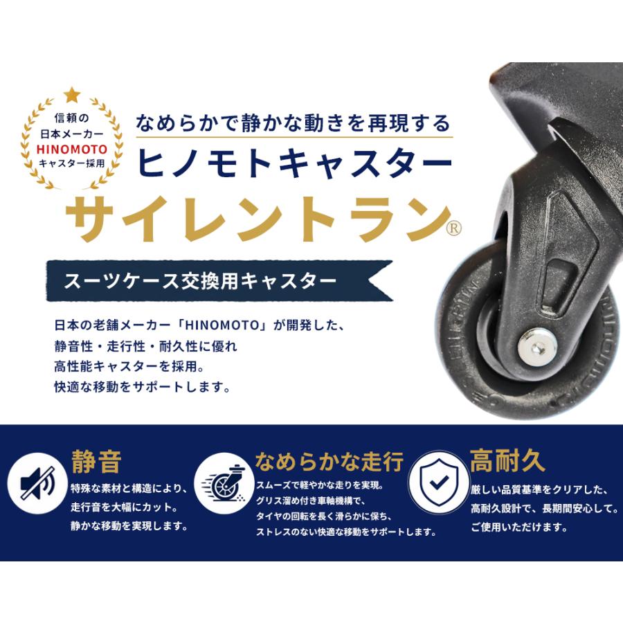 スーツケース キャスター 修理キット 交換用タイヤ ヒノモトキャスター 静音 車軸 工具付き のこぎり ネジ緩み止め DIY キャリーケース フルセット |  | 03