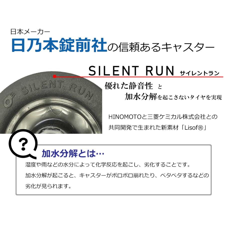 日乃本錠前社製の静音性の高いキャスター部品 日乃本錠前社製 スーツケース修理用キャスター部品 キャスターのみ単品 タイヤ ※車軸は別売り クリックポストOK |  | 03
