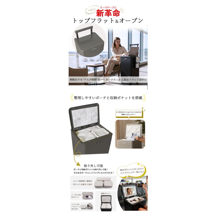多機能 トップオープン スーツケース キャリーケース 小型 Sサイズ PO