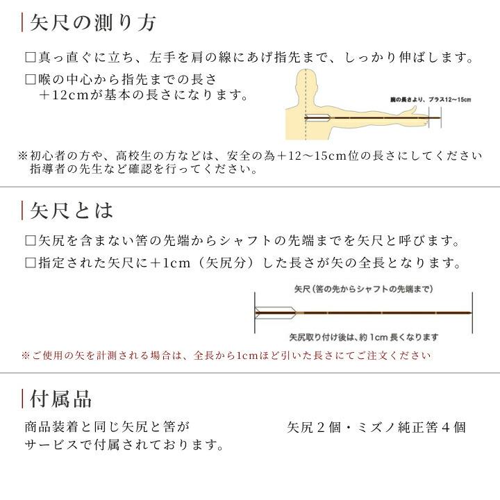 弓道 ミズノ カーボン矢 黒手羽 WENEW 80BC|6本組|矧糸:青系|翠山弓具