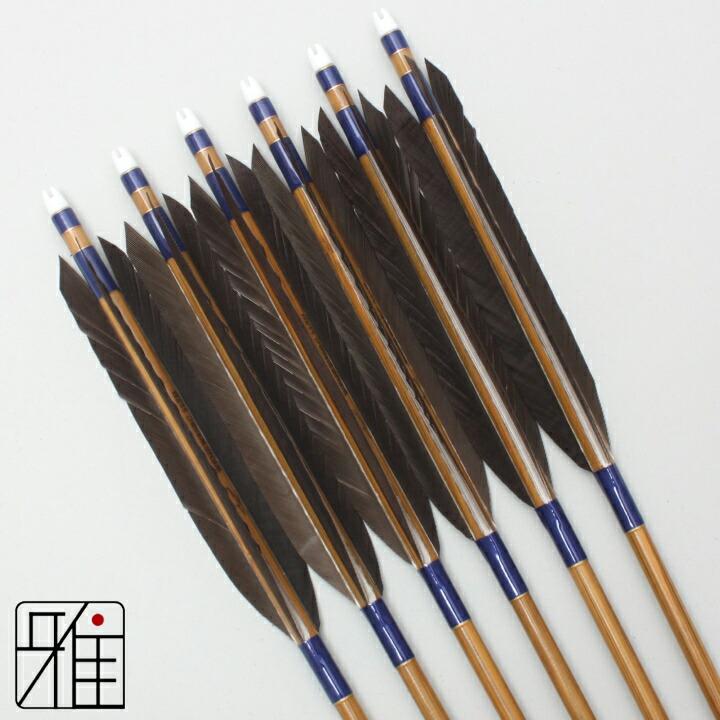 弓道 矢 ミズノ カーボン矢 6本組 黒尾羽 WENEW 80BCシャフト|矧糸:青