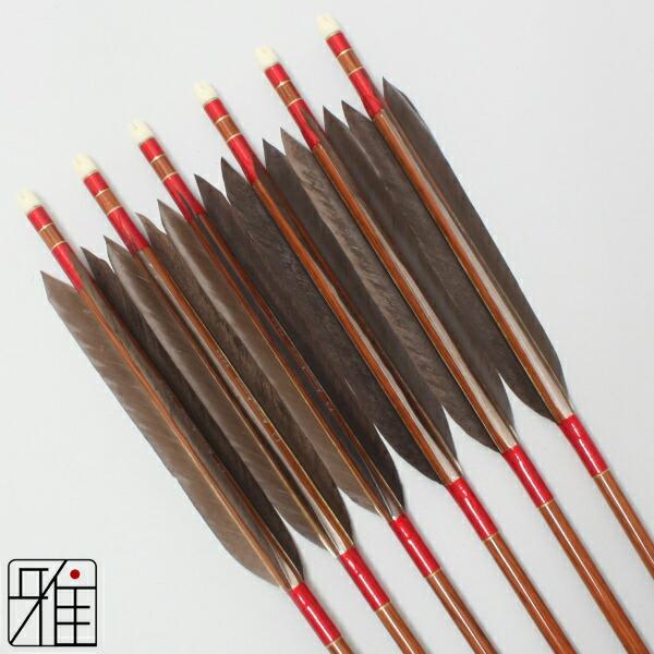 弓道 矢 ハヤブサ カーボン矢 黒手羽 7622|6本組|矧糸:赤系|翠山弓具店