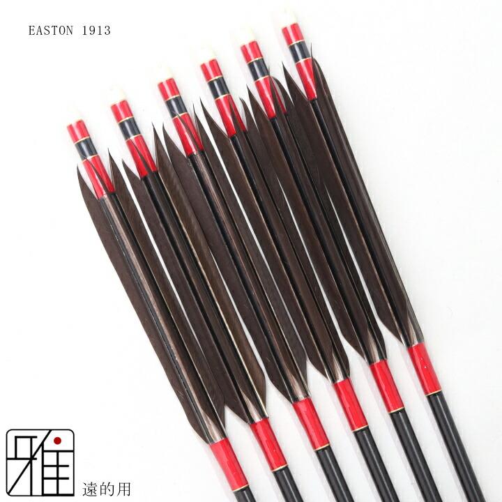 EASTON 1913 弓道用矢 6本と巻藁矢セット 弓道 矢 ジュラ矢 遠的矢 黒羽根 手羽 1913黒|6本組|矧糸:赤系|翠山弓