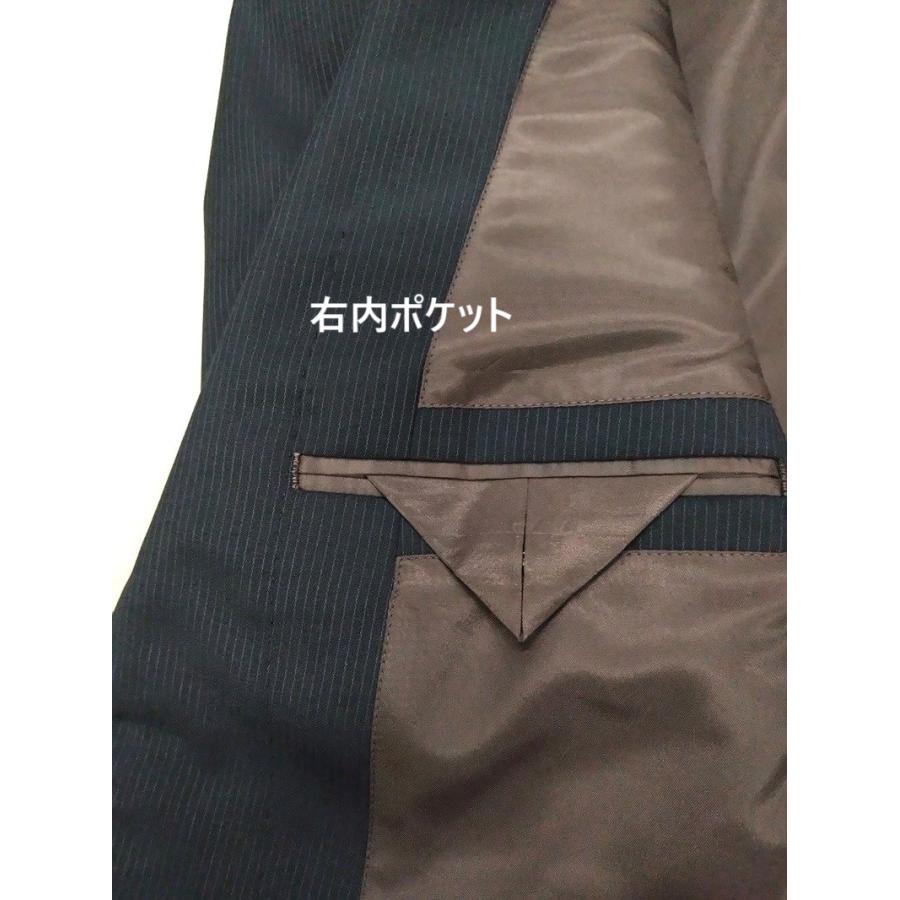 メンズビジネススーツ ウール100% 黒ストライプ 秋冬 サイズ AB4〜AB7