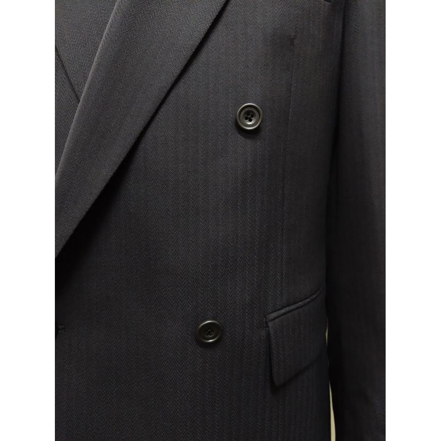 メンズ ビジネス ダブルブレストスーツ ゆったりシルエット4つボタン1