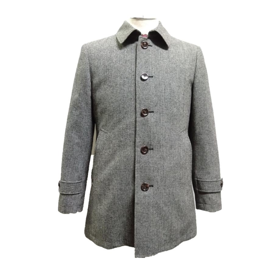 メンズ ステンカラーコート ショート丈 ウール混 ビジネス カジュアル 千鳥柄 メンズビジネスステンカラーコート ショート丈 ウール混 千鳥柄
