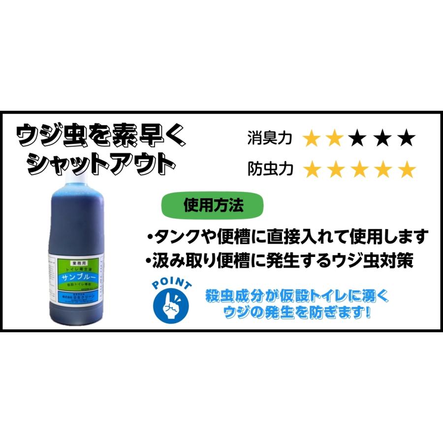 仮設トイレ消臭剤 殺虫 サンブルー 1L 3本 ウジ対策 業務用 日生クリーン｜sukkiri-kirei｜04