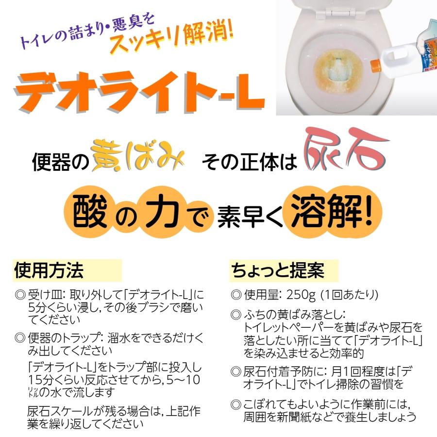 尿石除去剤 トイレ洗剤 デオライトＬ 1kg 12本 業務用 黄ばみ除去 小便器 4回分/本の画像