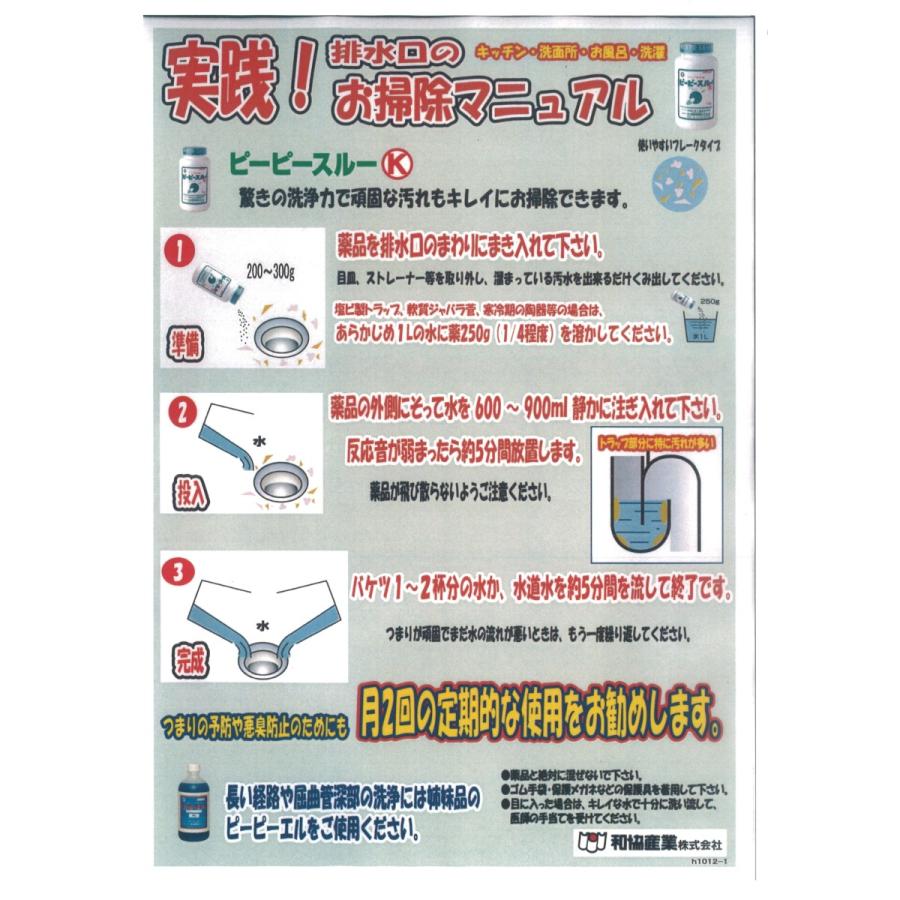 ★ピーピースルー／   排水管／パイプ／詰まり／貫通洗浄剤強力／トイレ／風呂場／キッチン／大容量1kg×2 ピーピースルー ピーピースルーK 1kg 2本セット 業務用配管洗浄剤