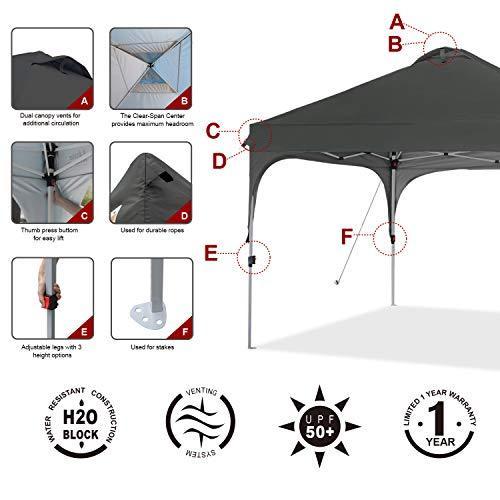 ABCCANOPY タープテント ワンタッチ 3段階調節 ベンチレーション 天井 2m/2.5m/3m アウトドア 簡単 大型 タープ テン アウトドア